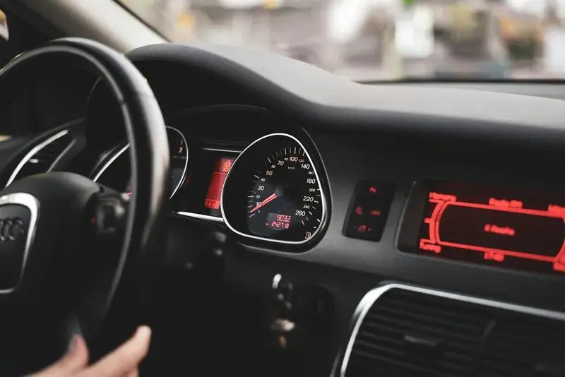 Black car instrument panel cluster